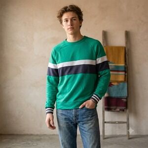 Cotopaxi Bandera Crew Sweatshirt Mens Medium Green Colorblock Striped Outdoor